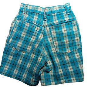 Girls Shorts 10 Slim 20" Vintage 70's Penneys Penn-Prest Plaid High-Waisted